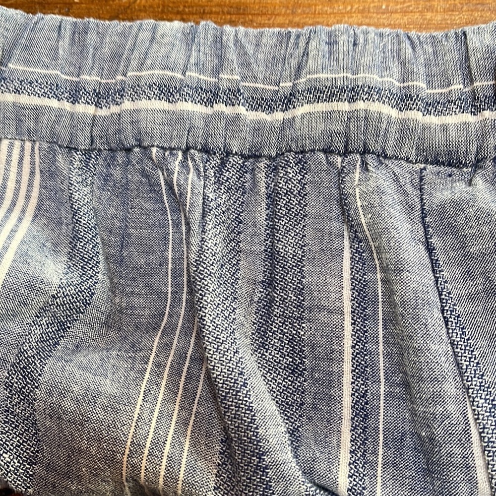 Express striped high rise linen blend wide open slit summer pants - Picture 9 of 10